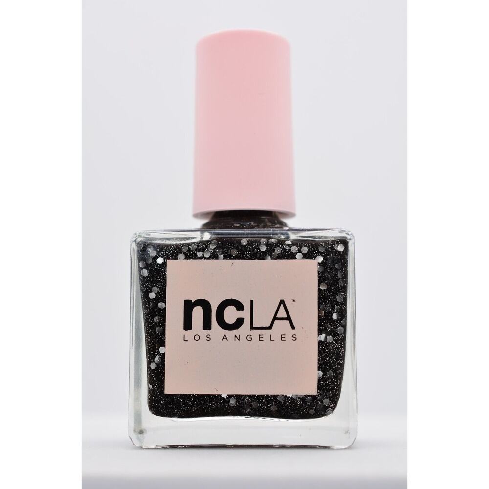 NCLA BLACK DIAMOND Nail Polish Black with Silver Glitter (No Label) New